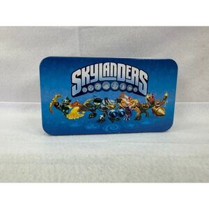 Skylanders Blue Metal Storage Tin Hinged Rectangular Collectible Case Kids
